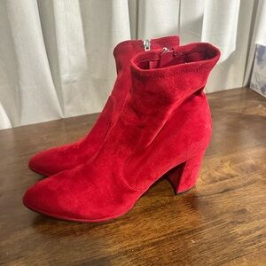Marc Fisher Bold Red Suede Ankle Booties